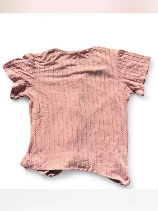 Weatherproof Vintage Pink Textured Knit Top M Button Front Cottagecore  Tee - Picture 3 of 8